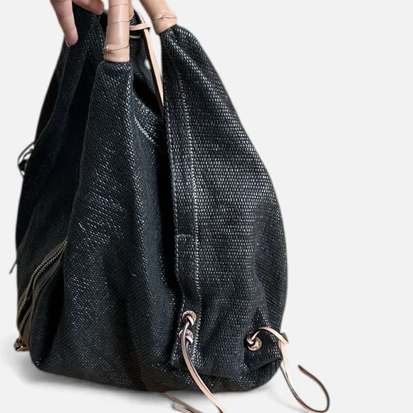 ORYANY Large Canvas Hobo Shoulder Bag Leather Trim | Front & Back Zip Pockets - Picture 7 of 14